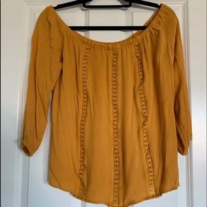Mustard off the shoulders blouse